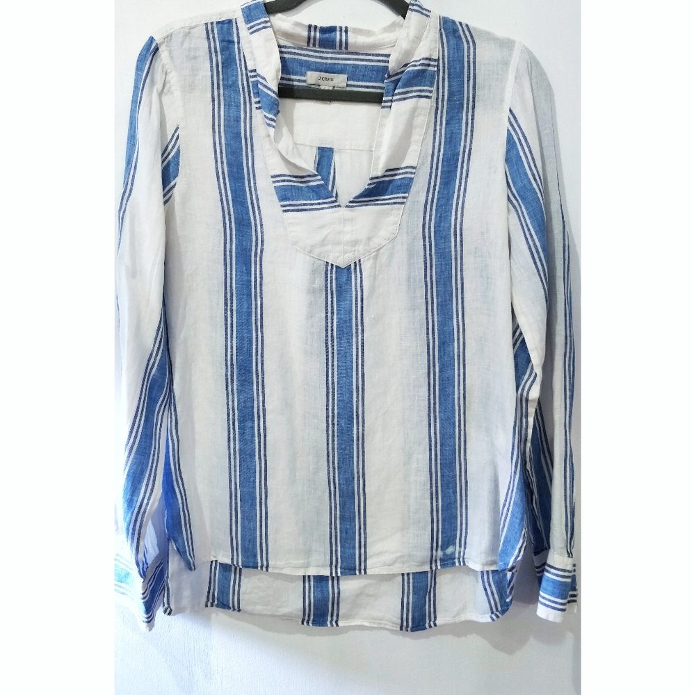 J.Crew long sleeve popover linen top sz.6